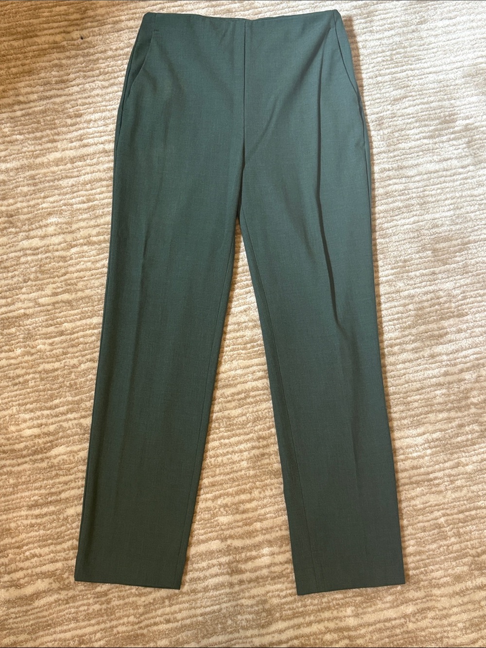 Straight Leg Trousers Side Zip - Dark Green